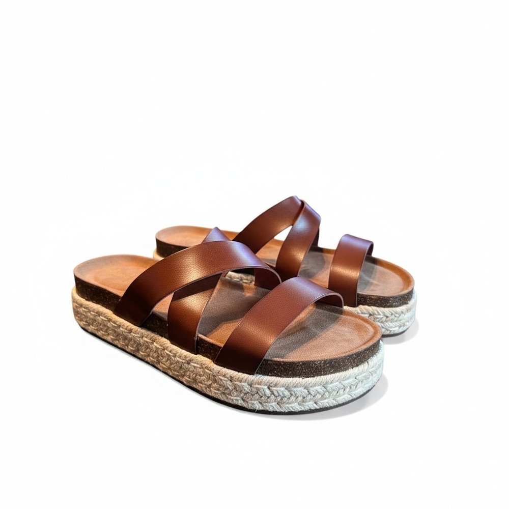 Altar'd State Brown Strappy Espadrille Platform Sandals